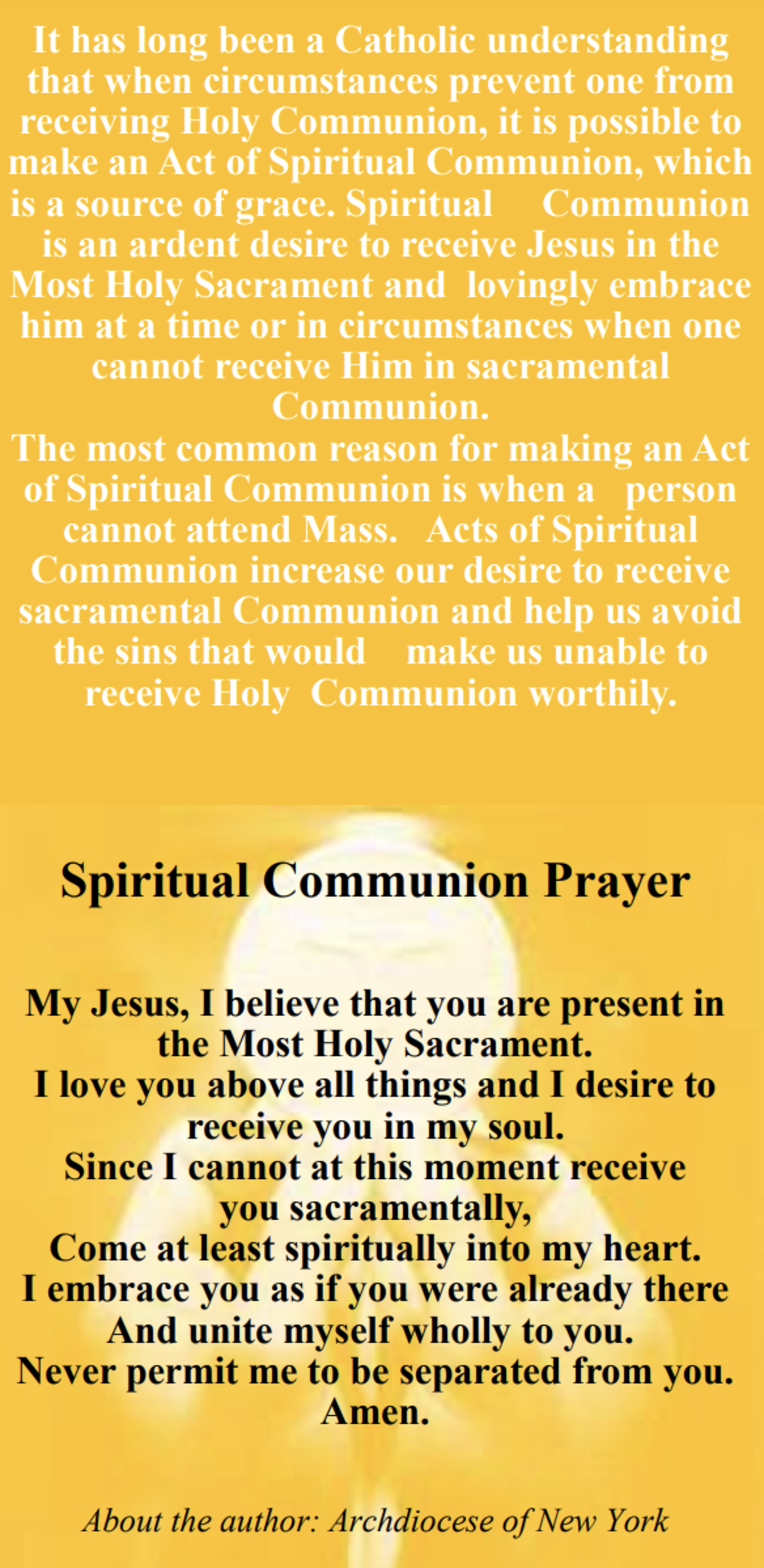 Spiritual Communion Prayer